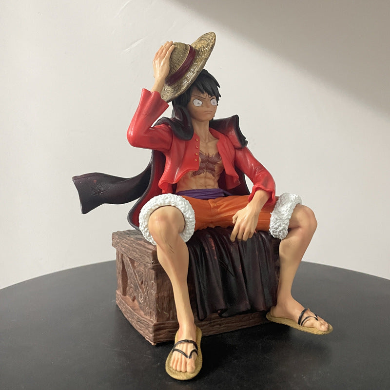High Quality 18cm PVC Model Toy Japanese Anime One-Pieced Sitting Position Luffy Action Figures