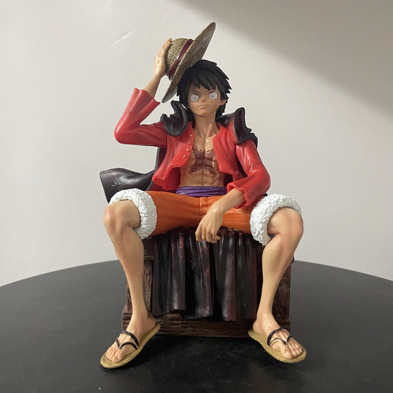 High Quality 18cm PVC Model Toy Japanese Anime One-Pieced Sitting Position Luffy Action Figures