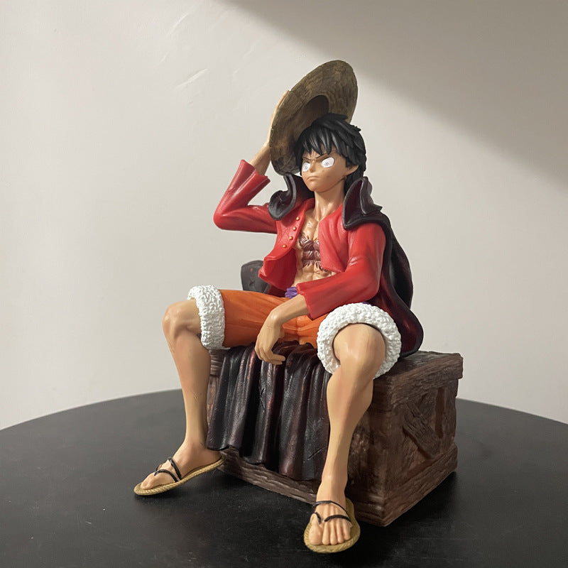 High Quality 18cm PVC Model Toy Japanese Anime One-Pieced Sitting Position Luffy Action Figures