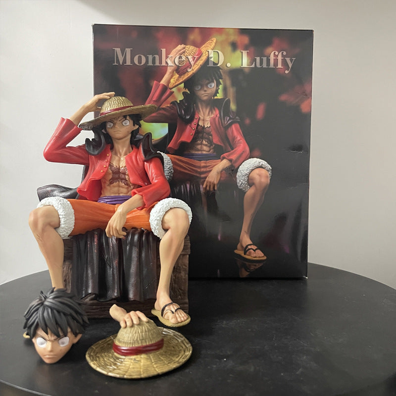 High Quality 18cm PVC Model Toy Japanese Anime One-Pieced Sitting Position Luffy Action Figures