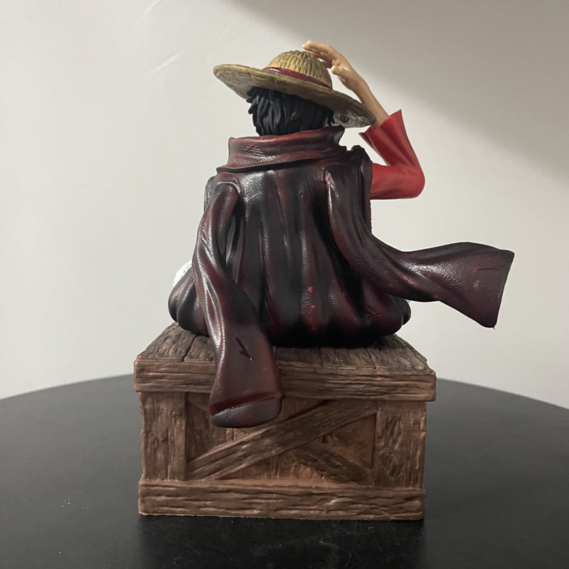 High Quality 18cm PVC Model Toy Japanese Anime One-Pieced Sitting Position Luffy Action Figures