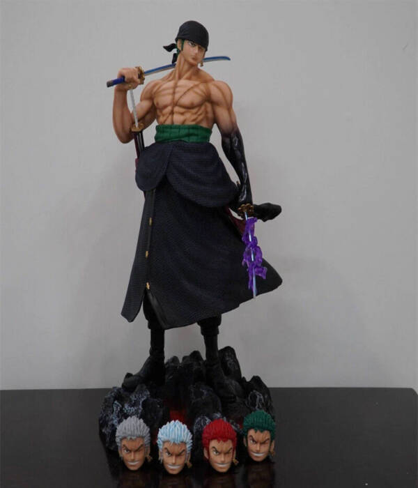 50 CM Roronoa Zoro Action Figure Model Garage Kit Statue 5 Head Toy