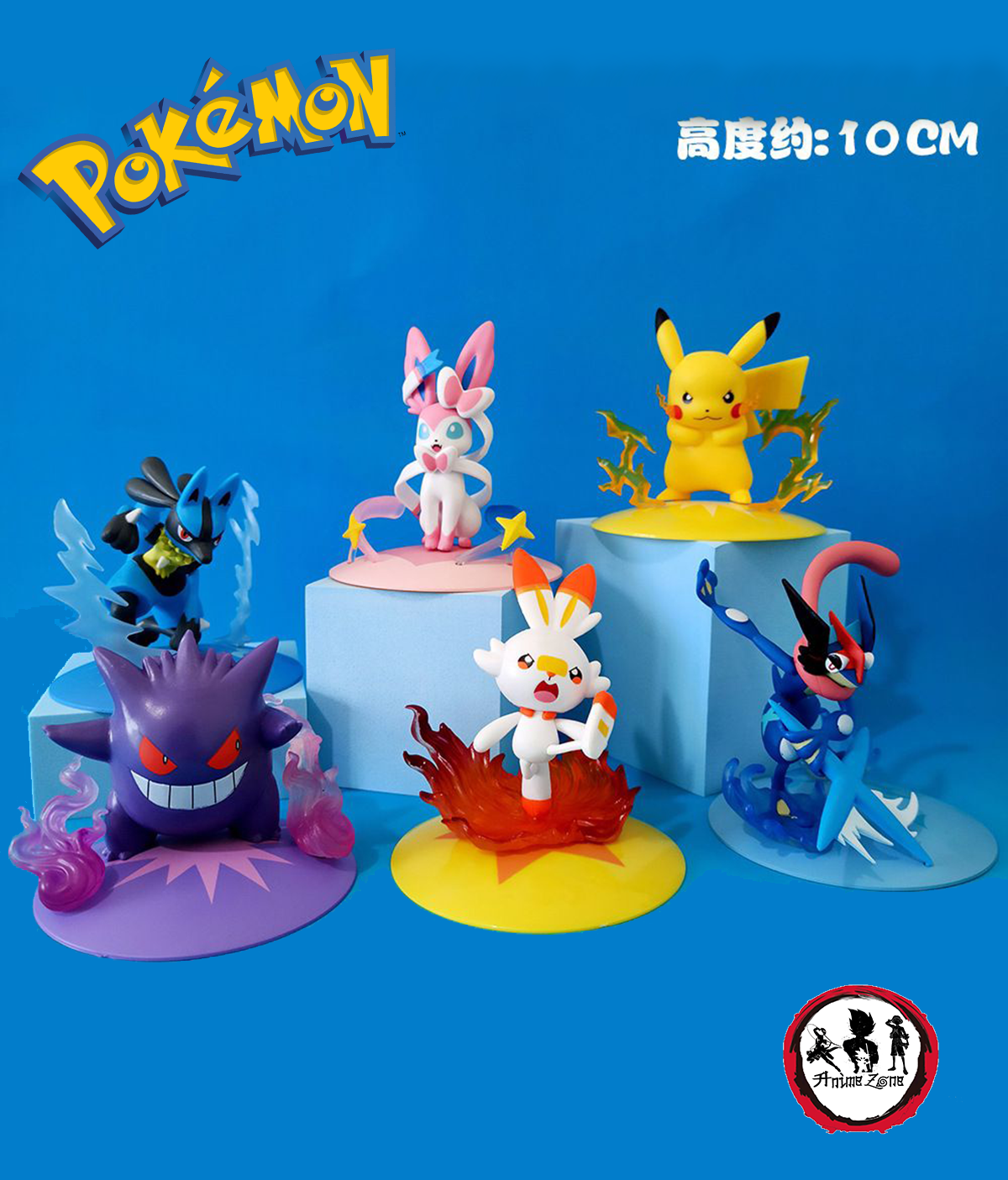 6pcs/Set Pokemon Gengar Lucario Pikachu Scorbunny Funism Toy Greninja Sylveon Gengar 13cm High Quality Boxed - Image 2