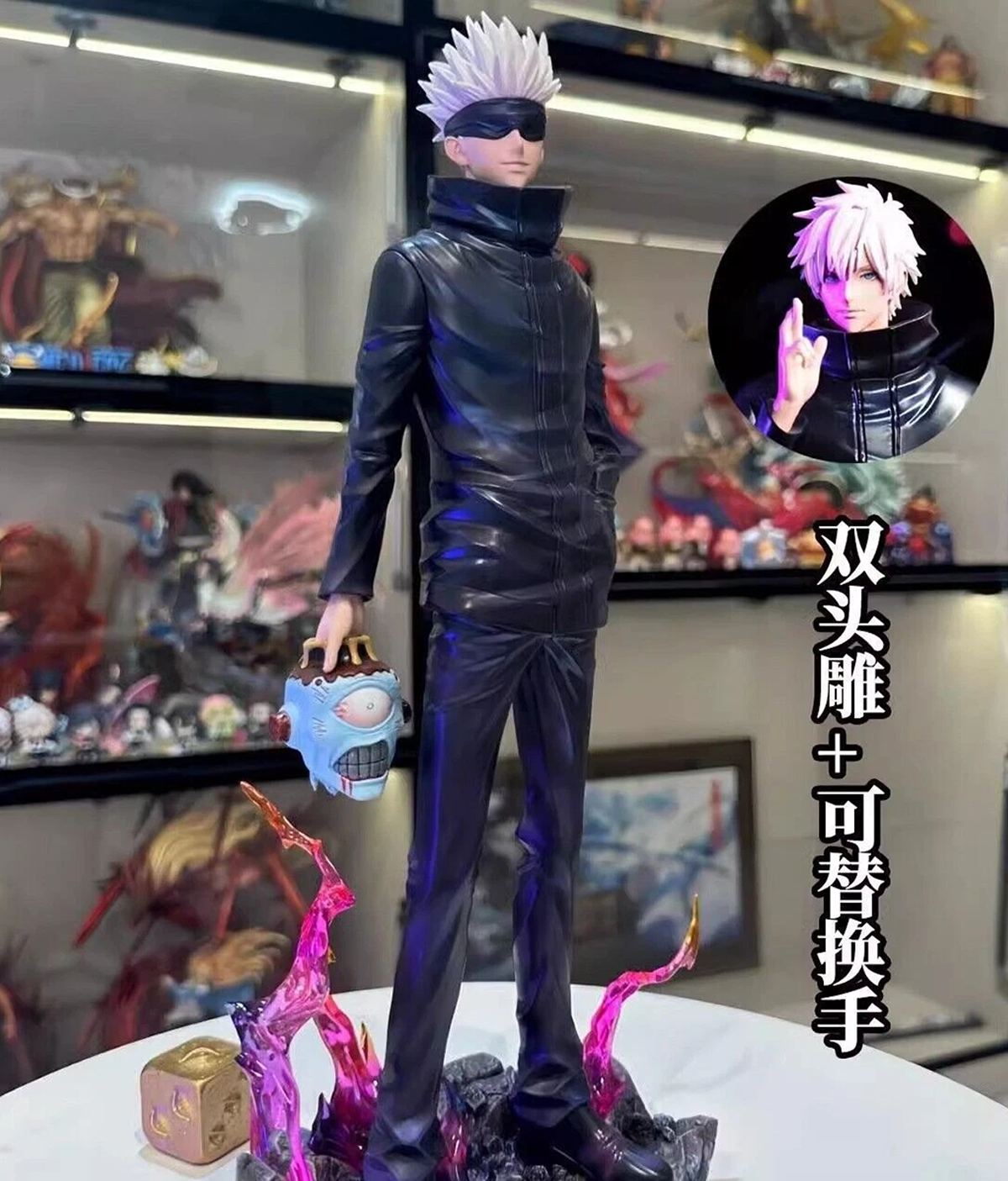 Jujutsu Kaisen Anime Figures Satoru Gojo Figure 2 Heads 2 Arms Action Figure Statue Collection